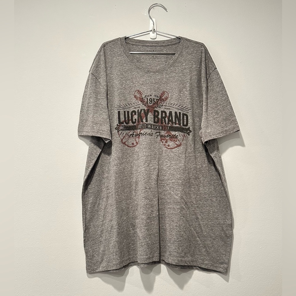 Lucky Brand Men's Lightweight Short Sleeve Graphic T-Shirt (Grey, XL)